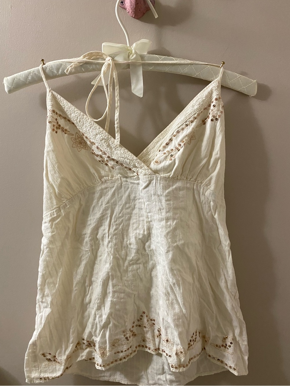 Aeropostale Cream Sequin Halter Top